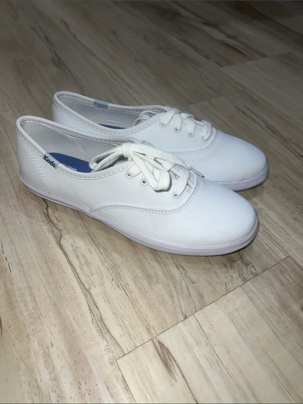 Keds Kids White All Leather Lace-Up Sneakers
